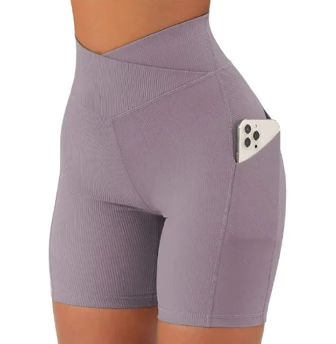 Yoga-Hose mit gekreuzter Taille und Taschen