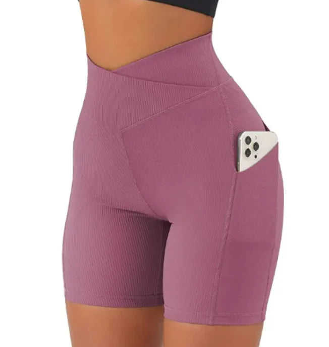 Yoga-Hose mit gekreuzter Taille und Taschen