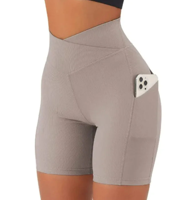 Yoga-Hose mit gekreuzter Taille und Taschen