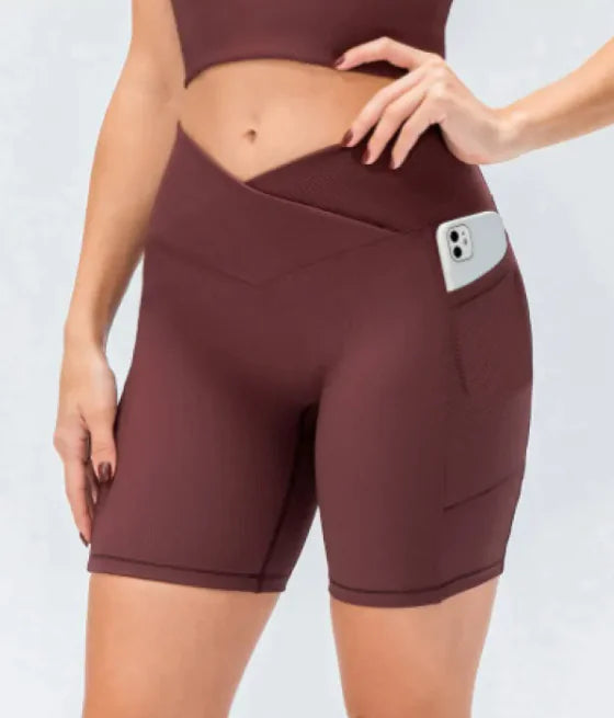 Yoga-Hose mit gekreuzter Taille und Taschen