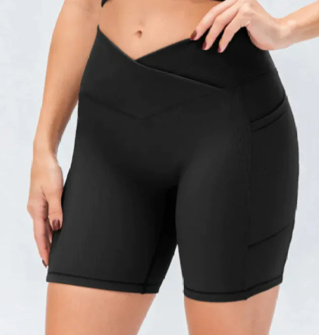 Yoga-Hose mit gekreuzter Taille und Taschen